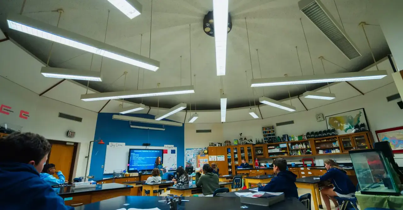 View of Upper School classroom at ULS during a lesson.