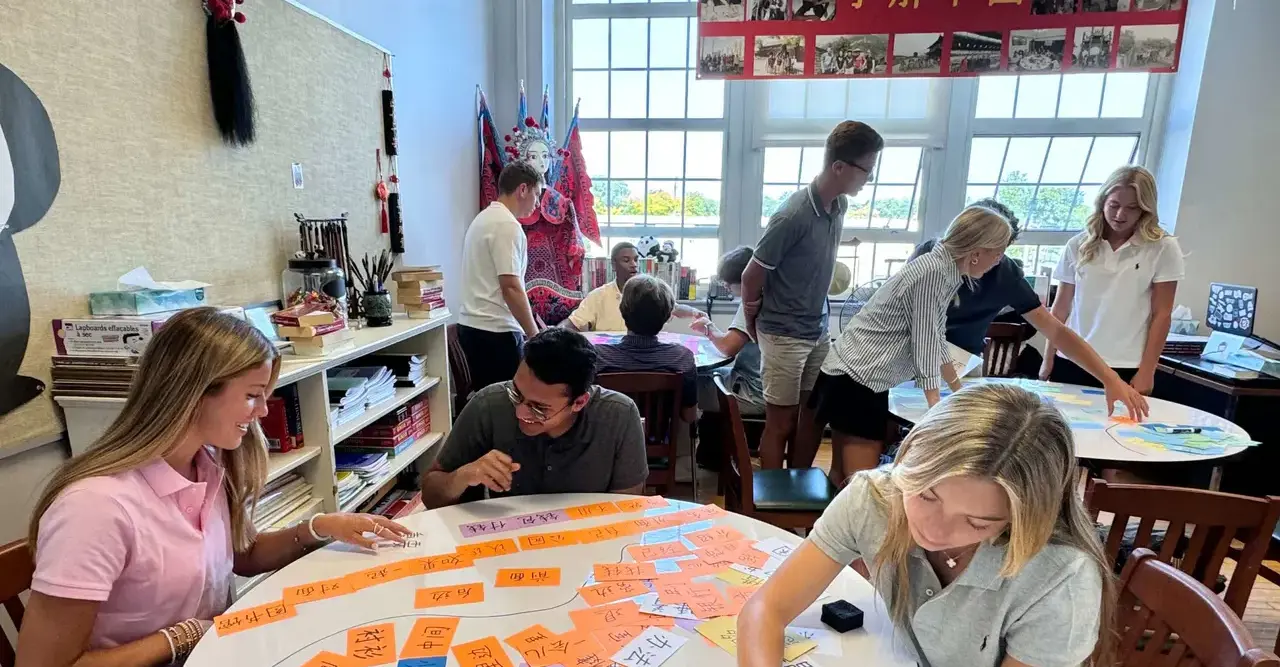 Upper Schools students taking part in a Chinese lesson.